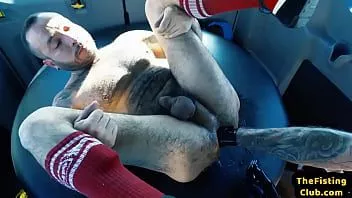 Play Prolapse hairy tattooed hunk assfisted by his lover